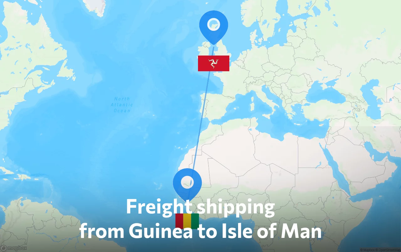Shipping route from Guinea to Isle of Man