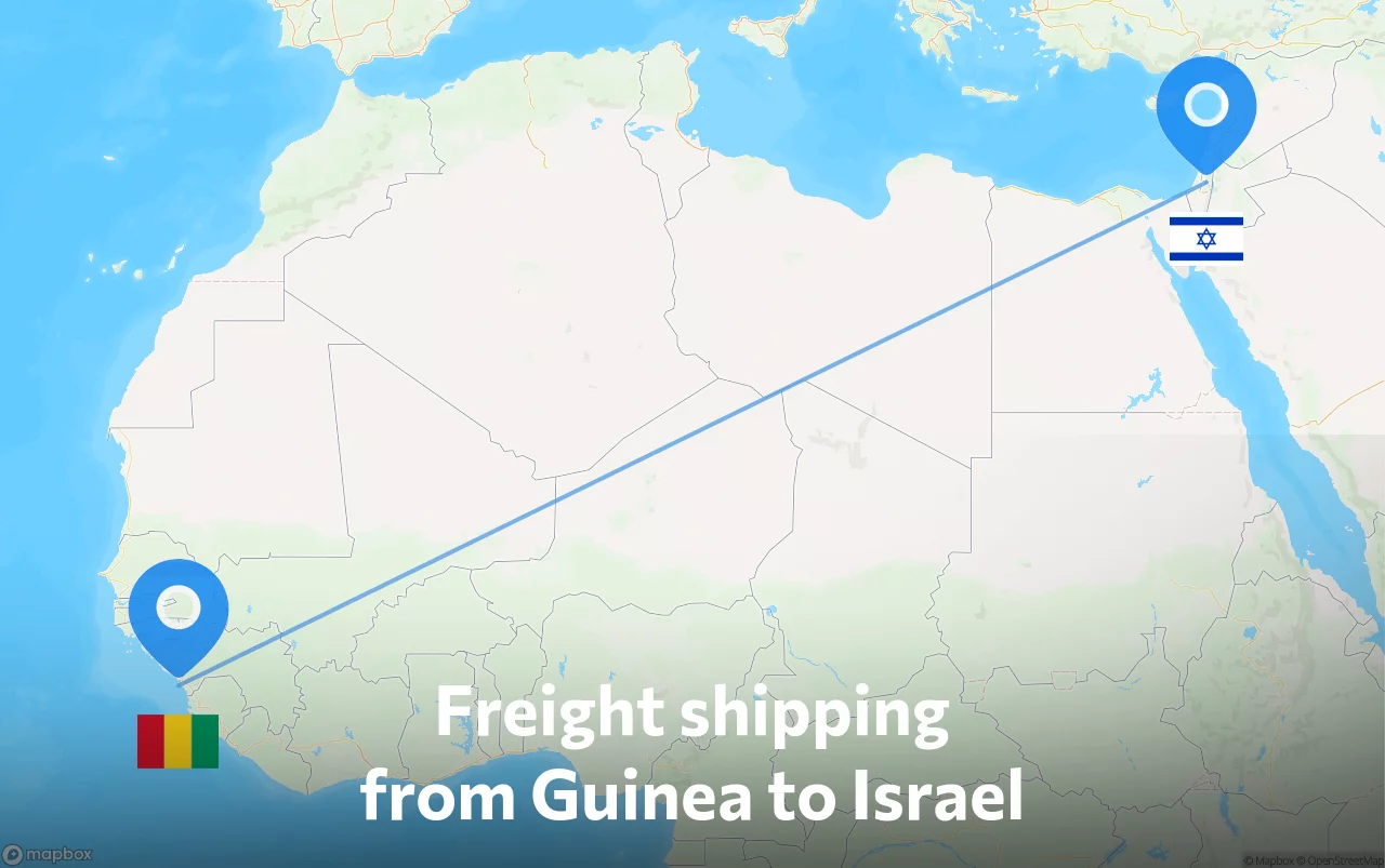 Shipping route from Guinea to Israel