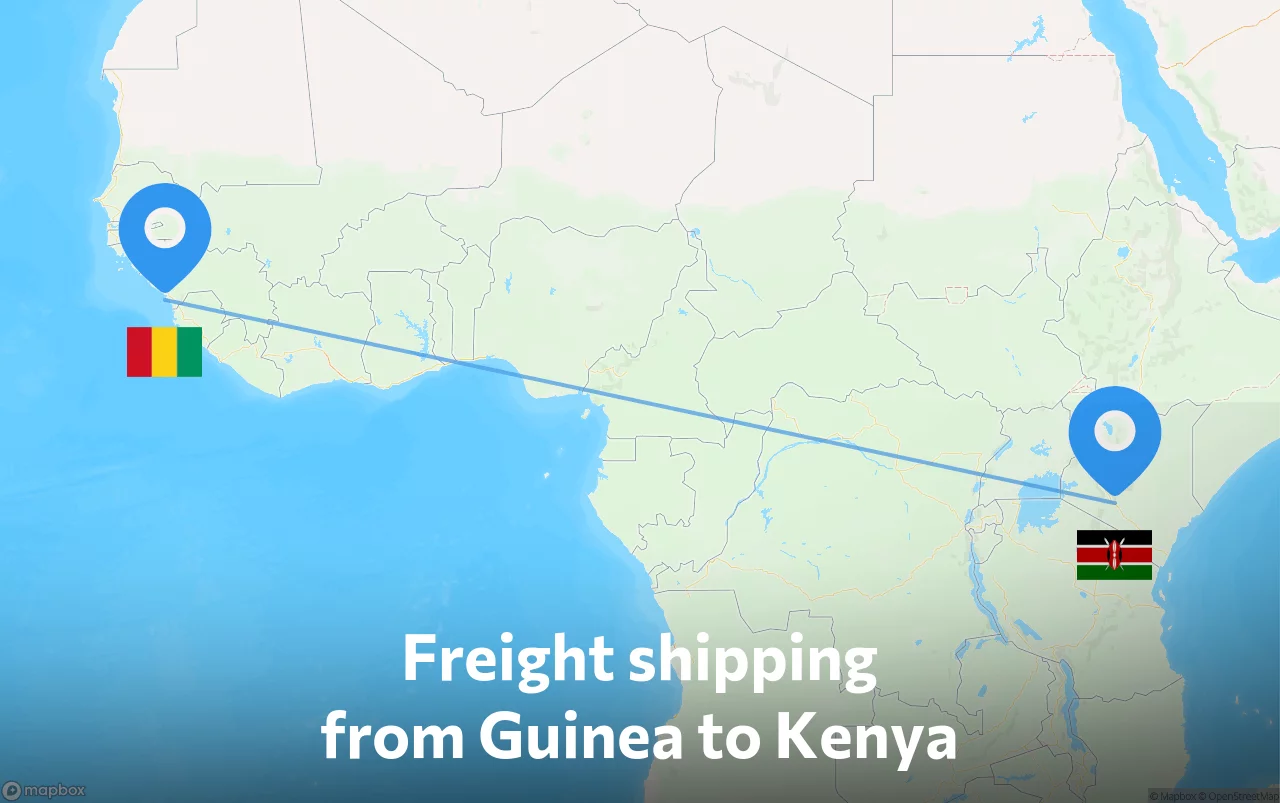 Shipping route from Guinea to Kenya