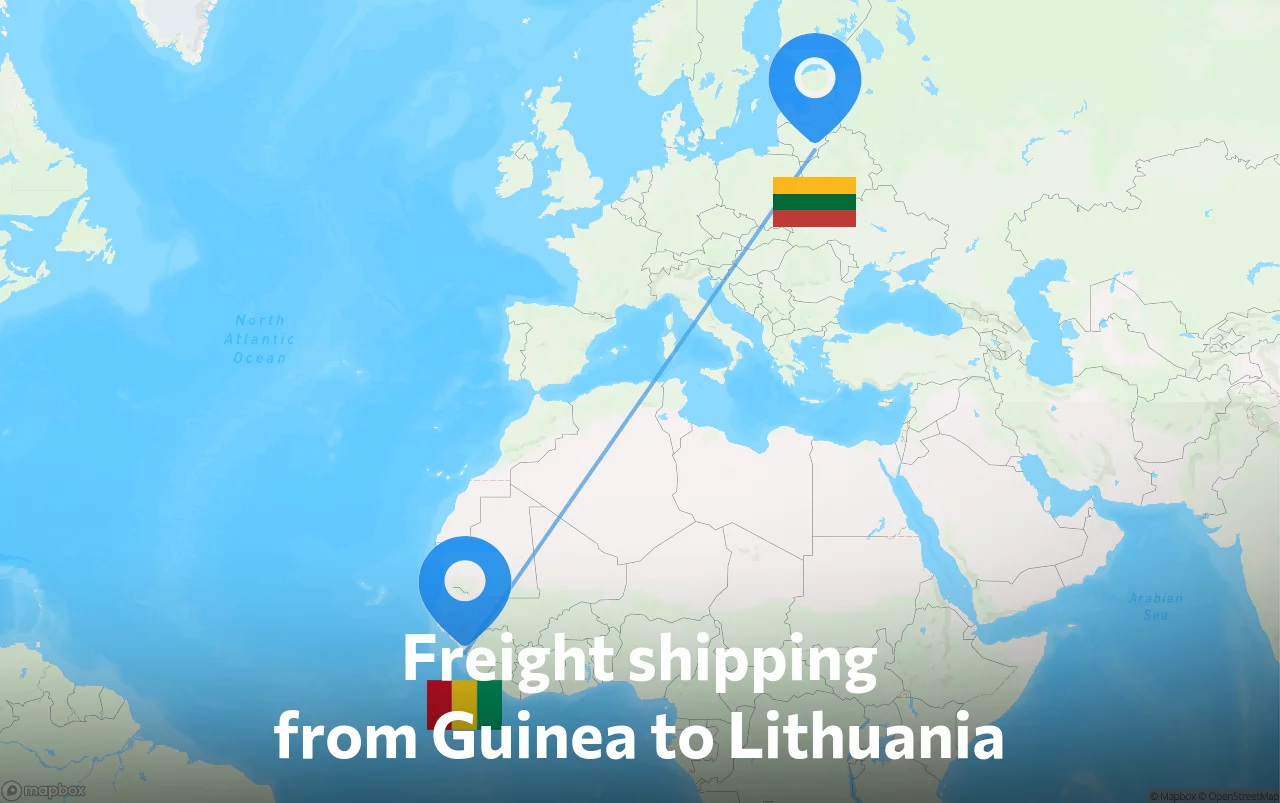 Shipping route from Guinea to Lithuania