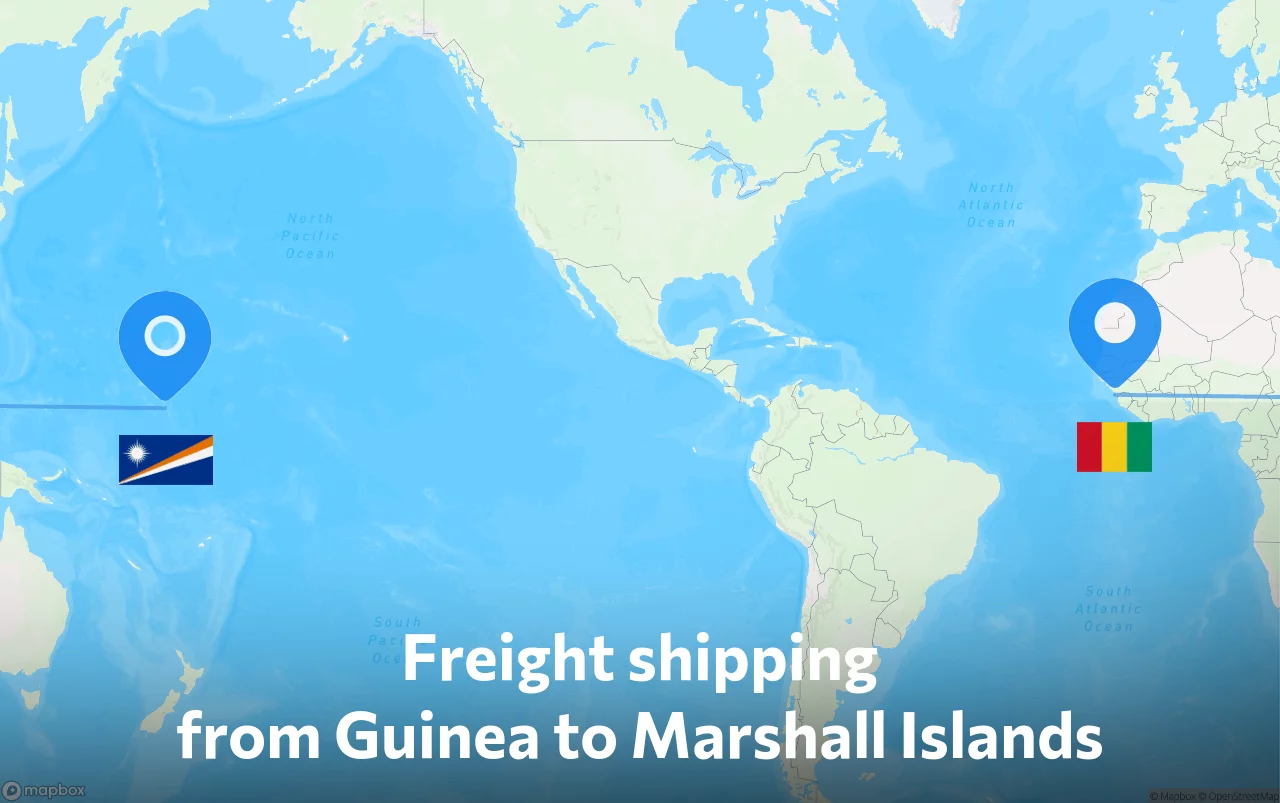 Shipping route from Guinea to Marshall Islands