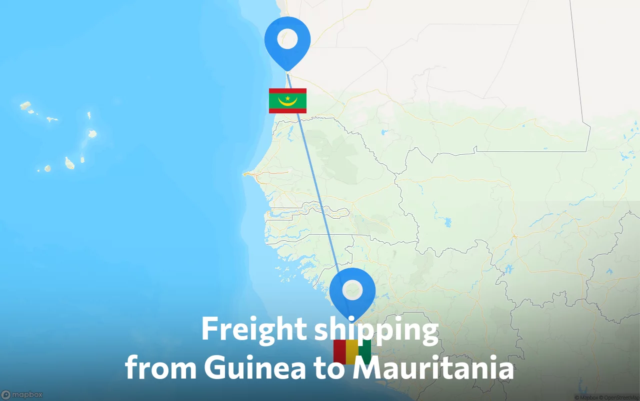 Shipping route from Guinea to Mauritania