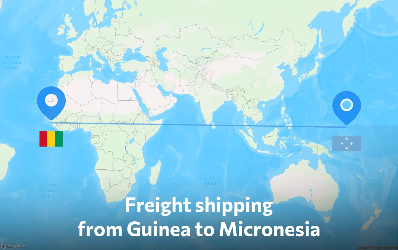 Shipping route from Guinea to Micronesia