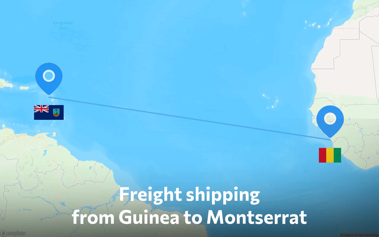 Shipping route from Guinea to Montserrat