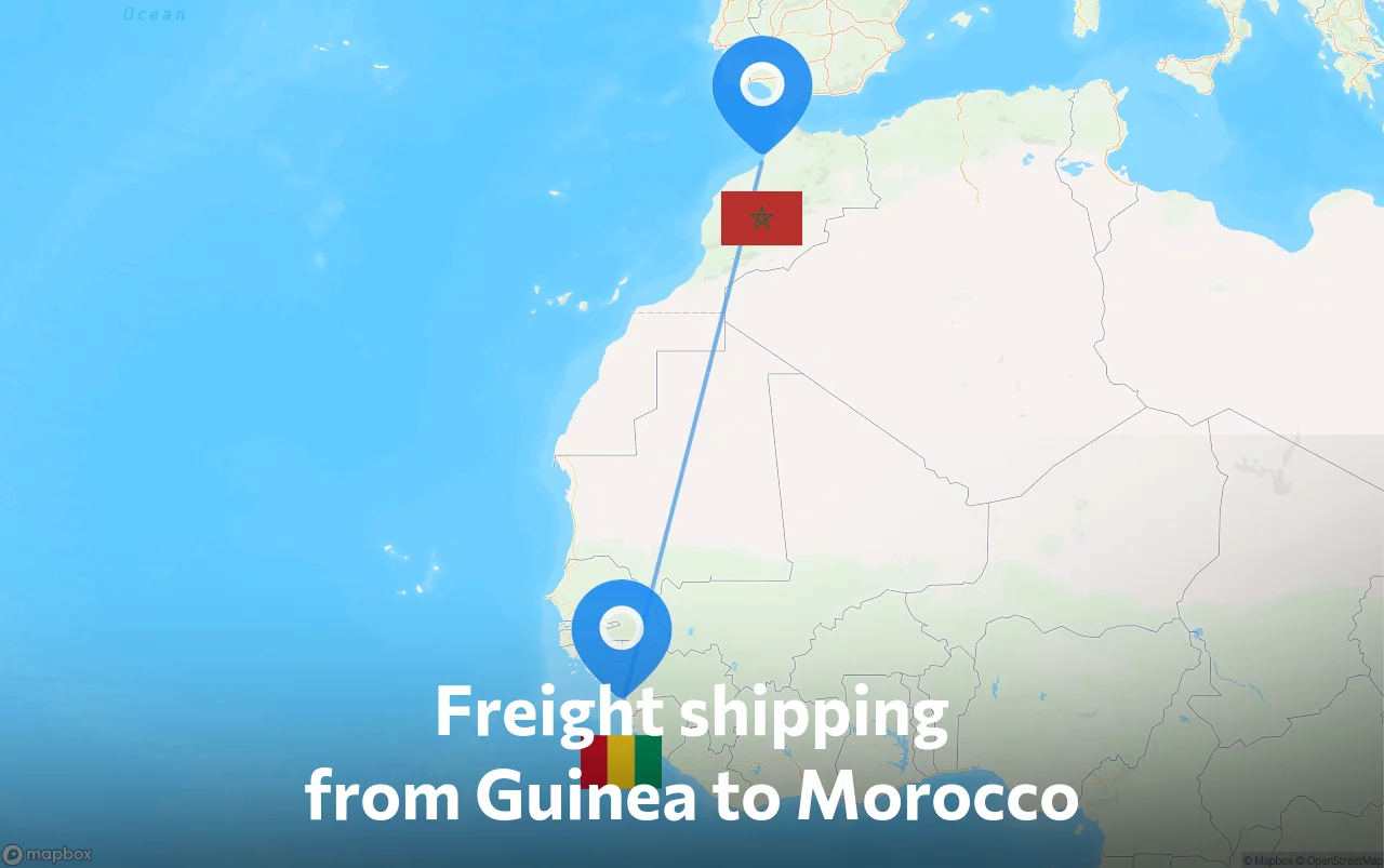 Shipping route from Guinea to Morocco
