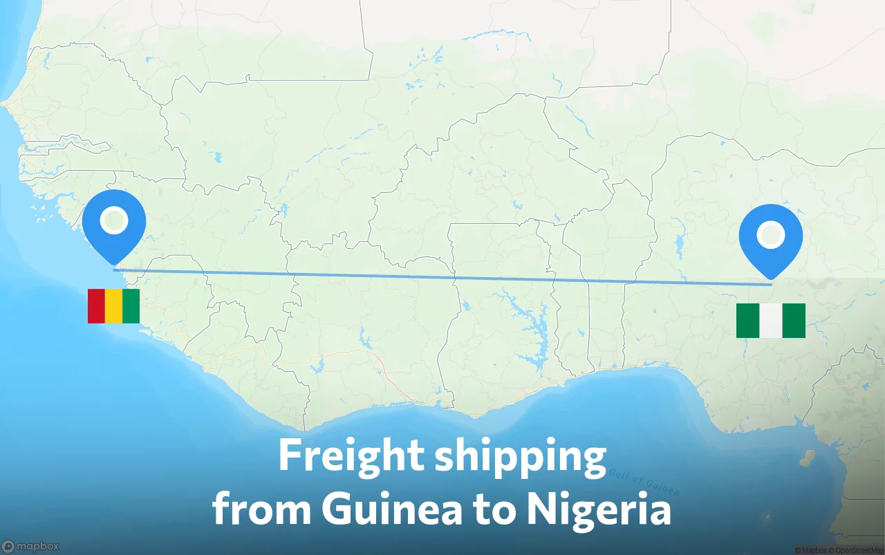 Shipping route from Guinea to Nigeria
