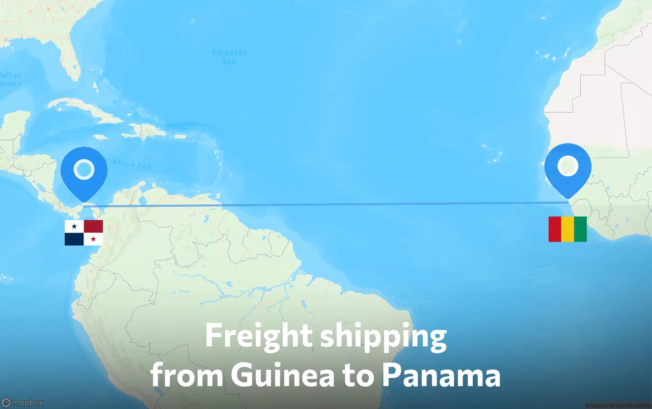 Shipping route from Guinea to Panama