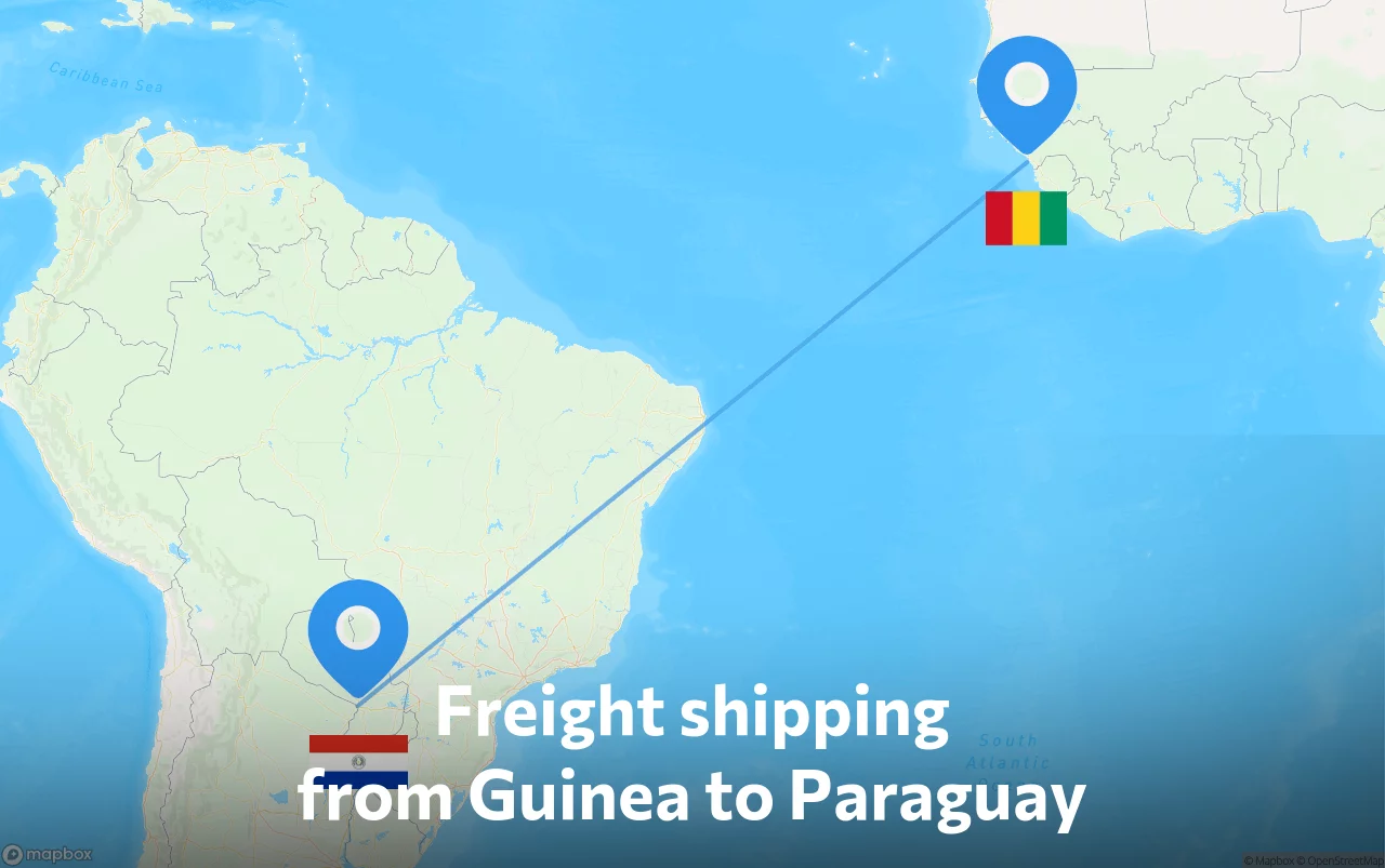 Shipping route from Guinea to Paraguay