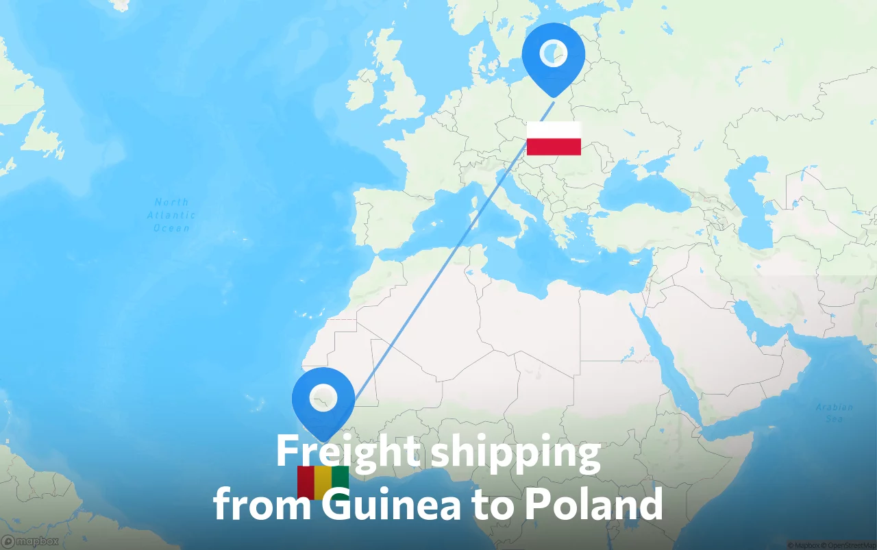 Shipping route from Guinea to Poland