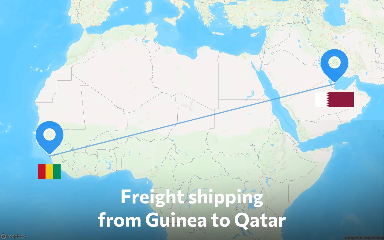 Shipping route from Guinea to Qatar
