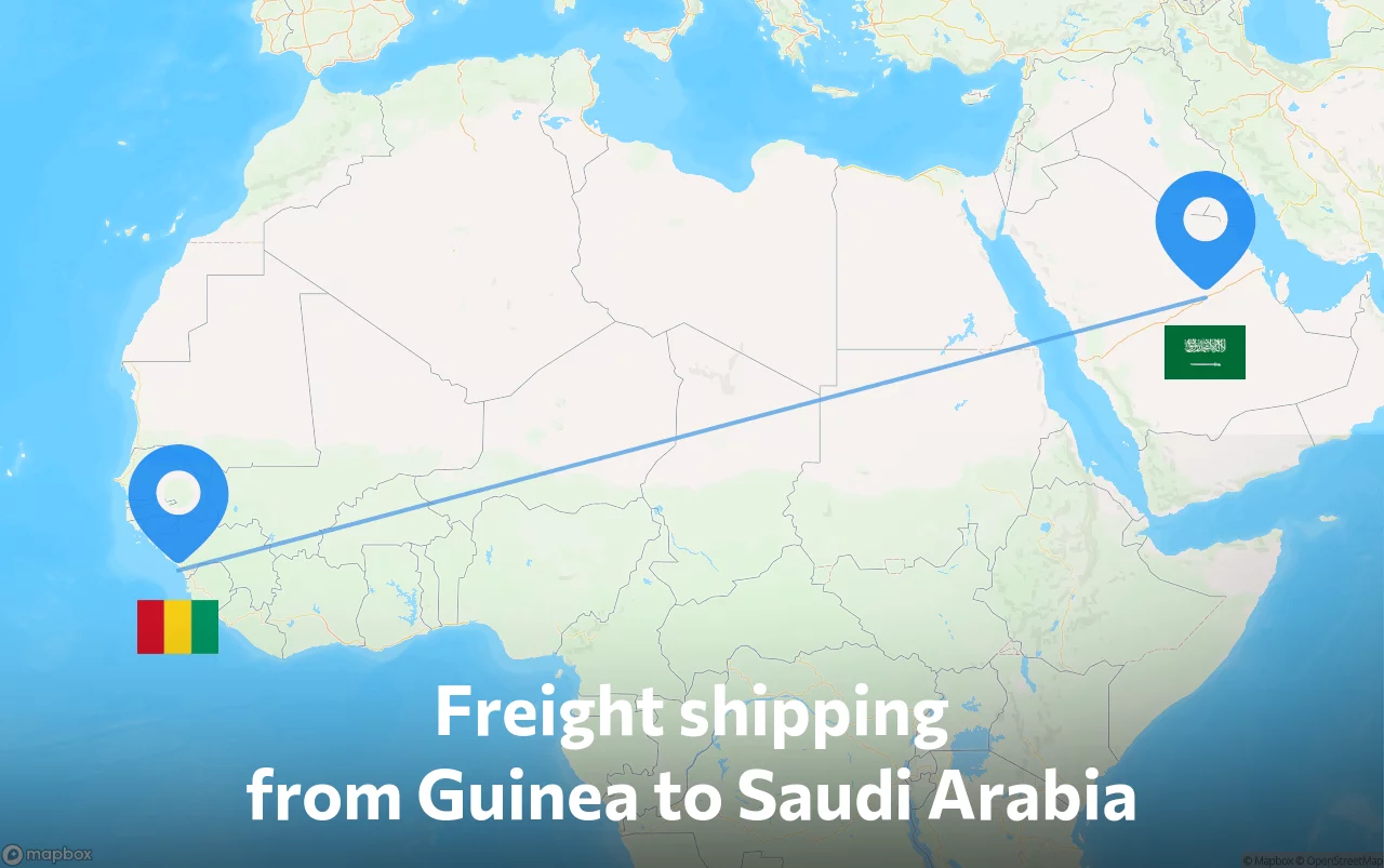 Shipping route from Guinea to Saudi Arabia