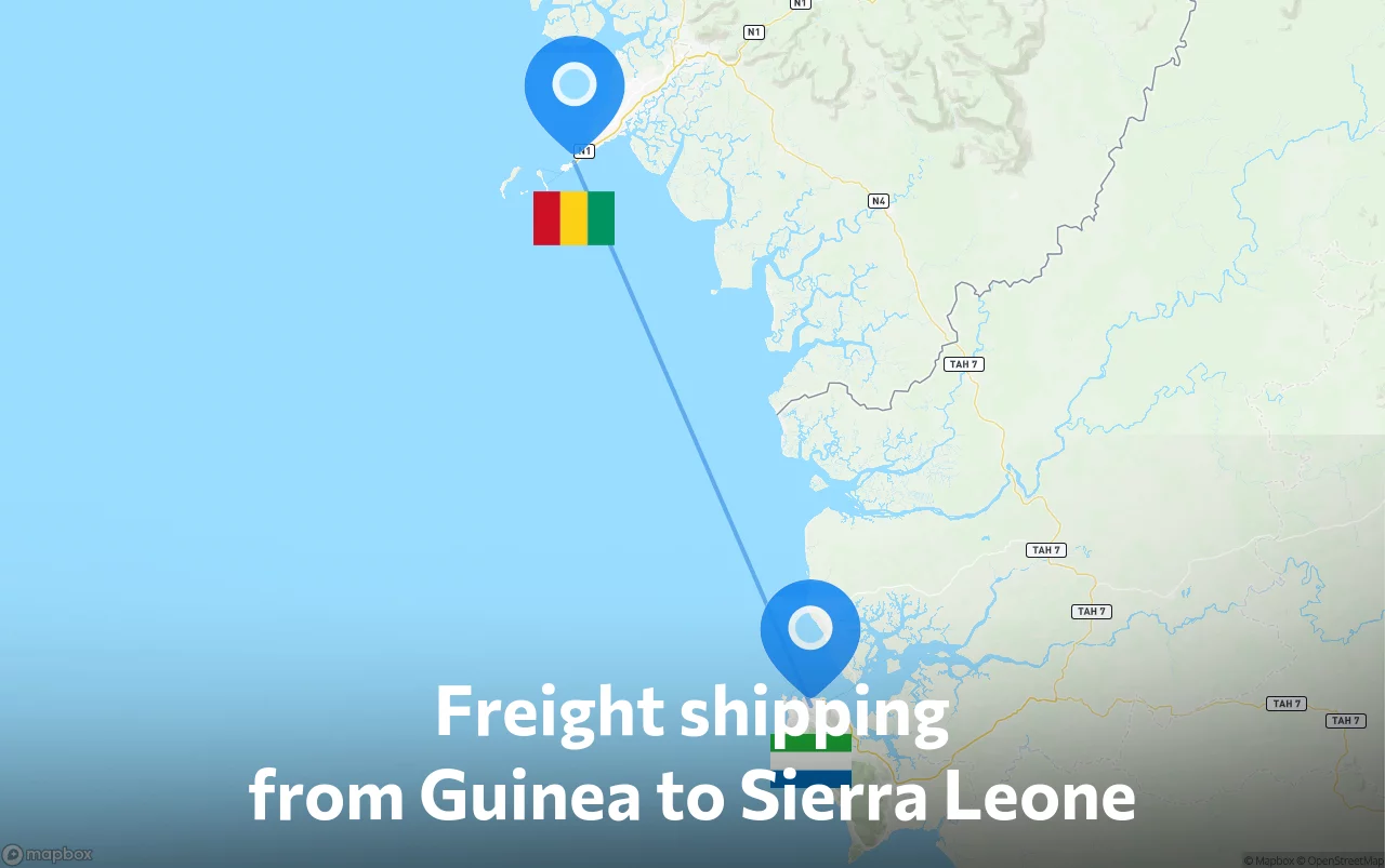 Shipping route from Guinea to Sierra Leone