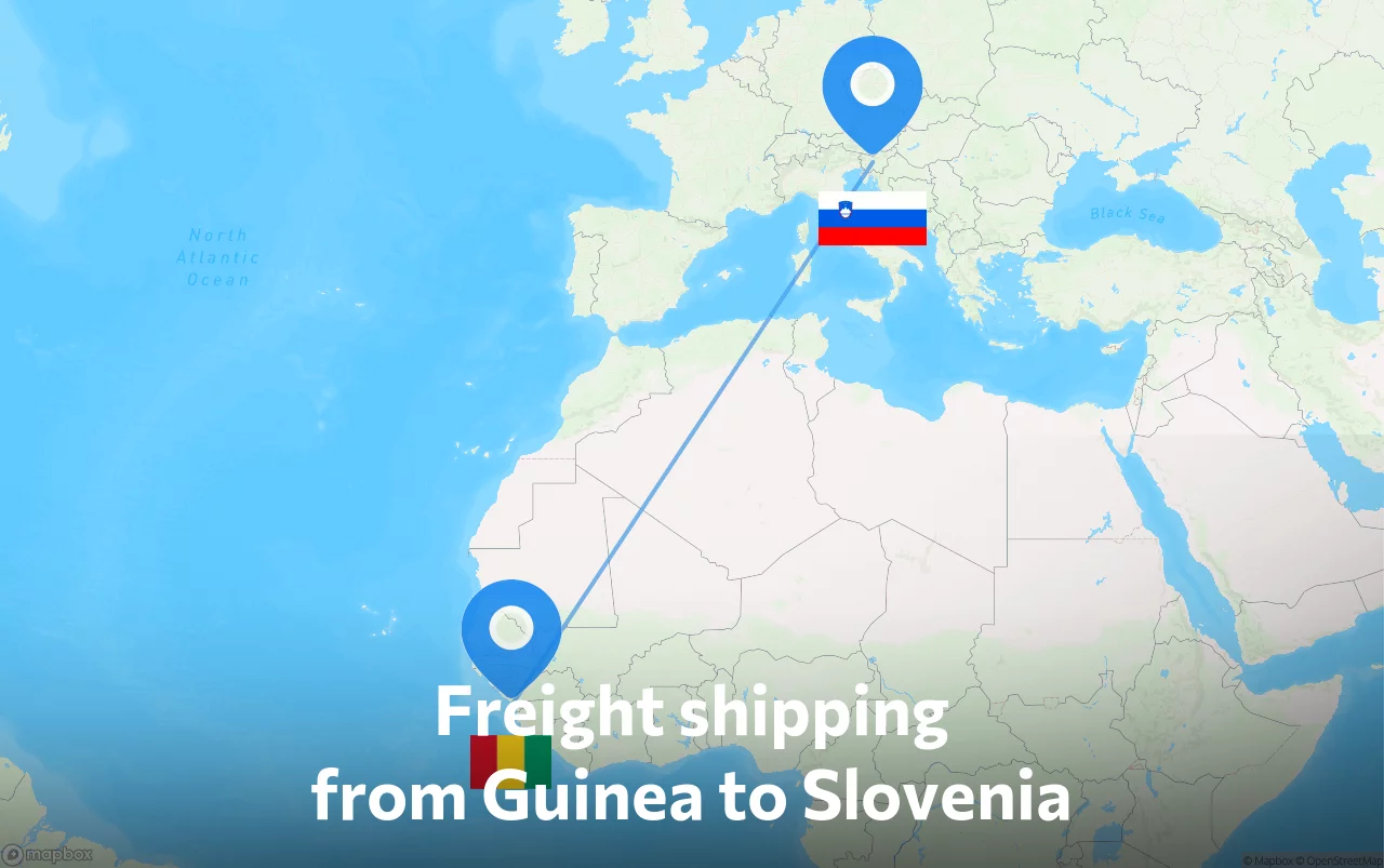 Shipping route from Guinea to Slovenia