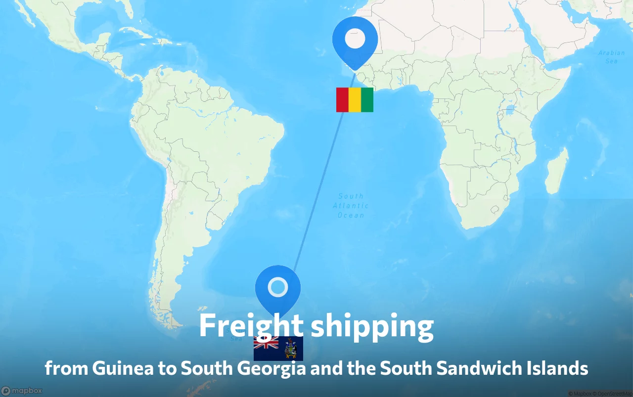 Shipping route from Guinea to South Georgia and the South Sandwich Islands