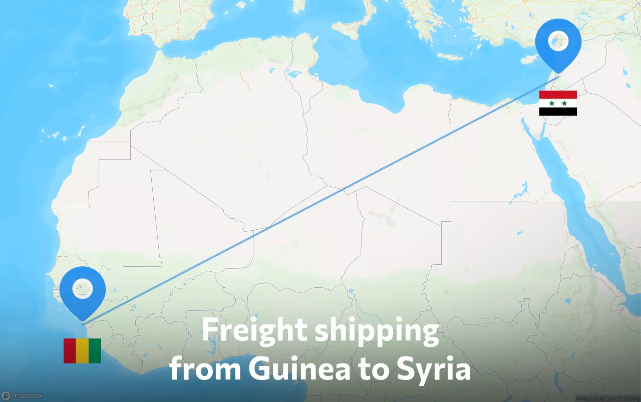 Shipping route from Guinea to Syria
