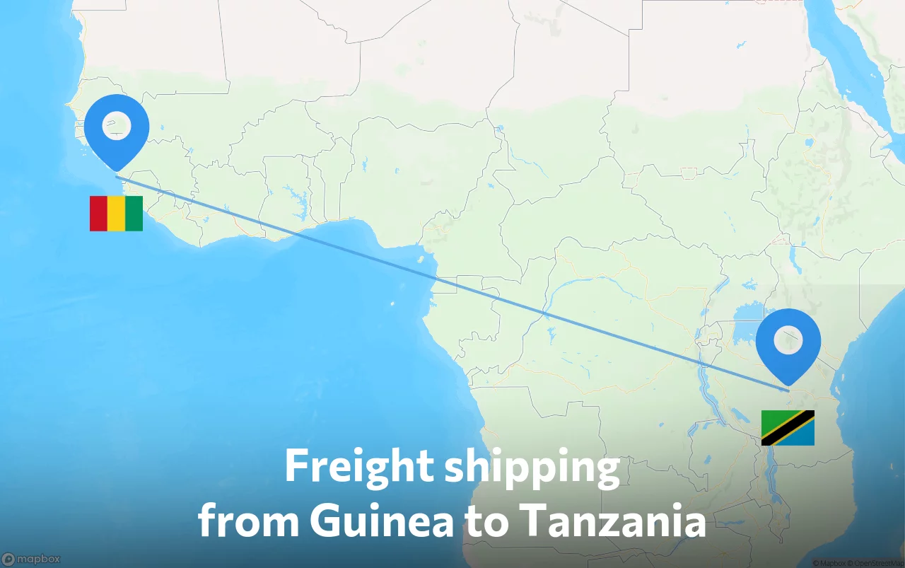 Shipping route from Guinea to Tanzania