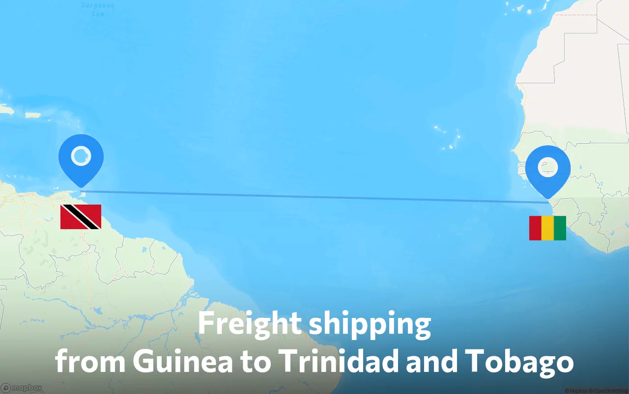 Shipping route from Guinea to Trinidad and Tobago