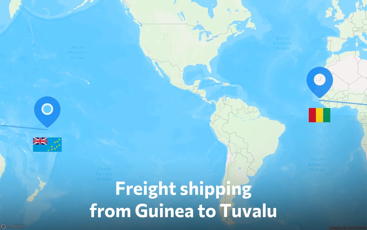 Shipping route from Guinea to Tuvalu