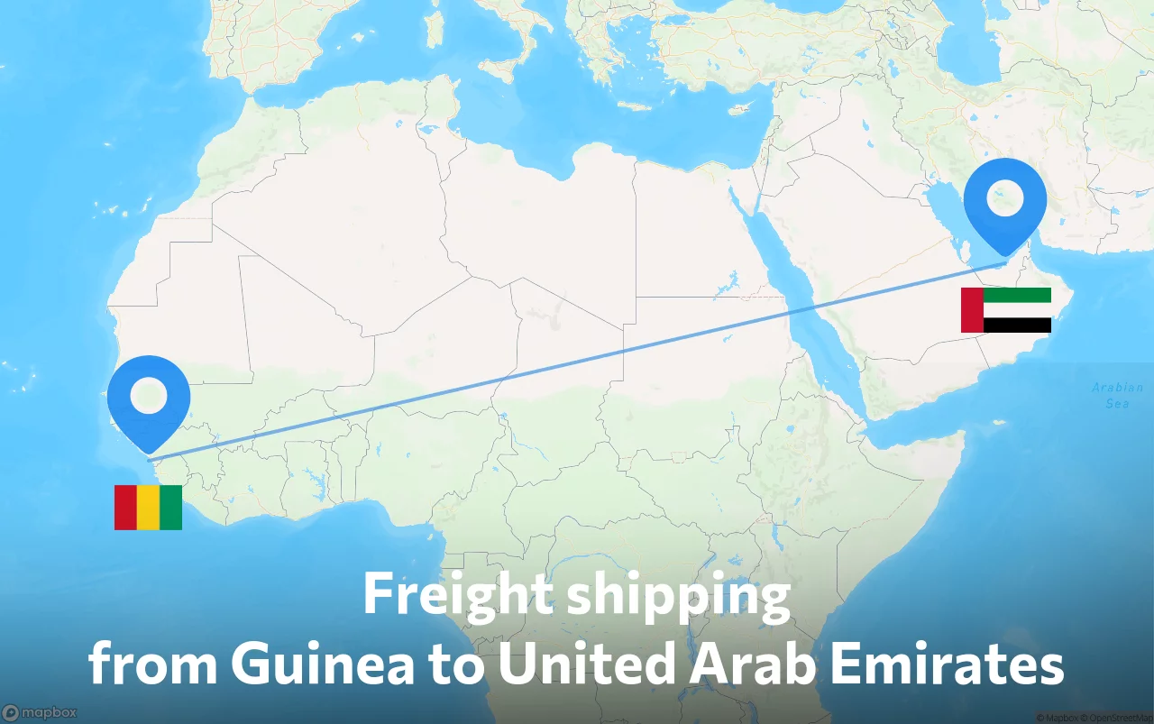 Shipping route from Guinea to United Arab Emirates