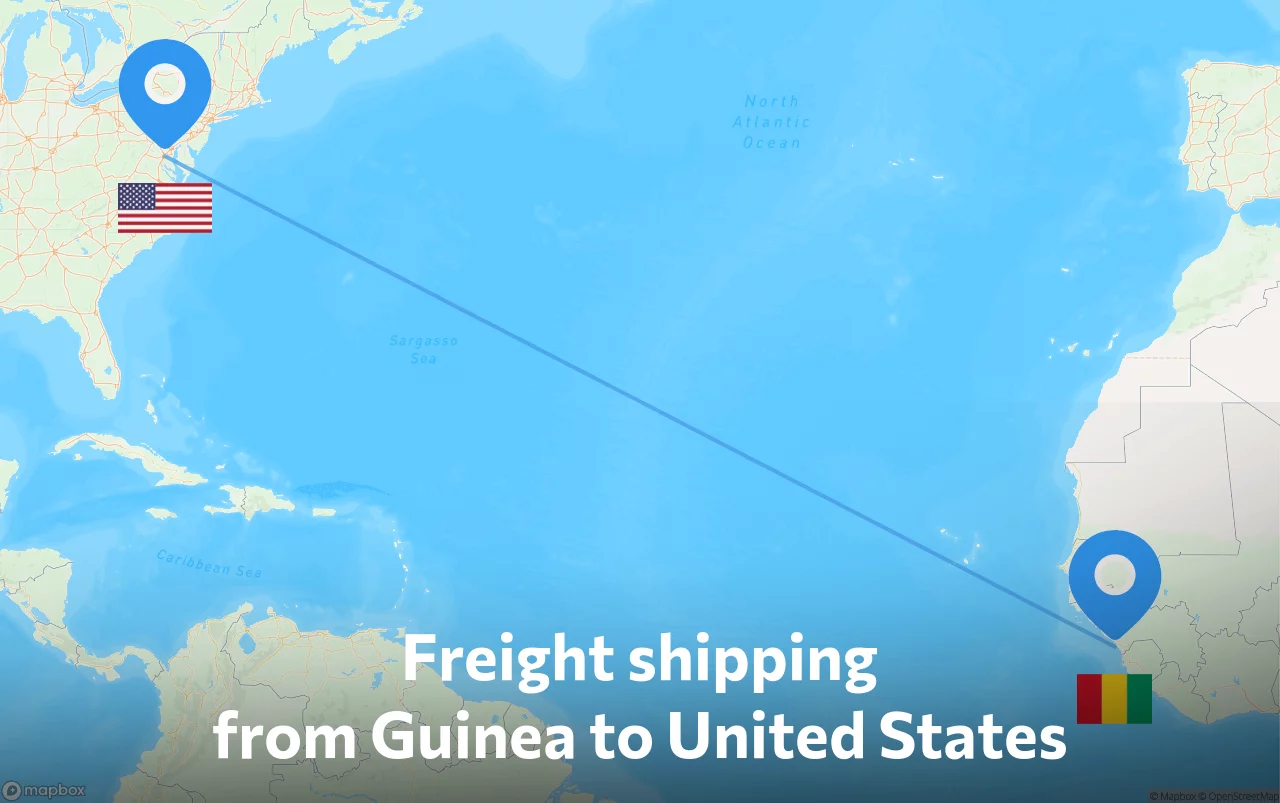 Shipping route from Guinea to United States
