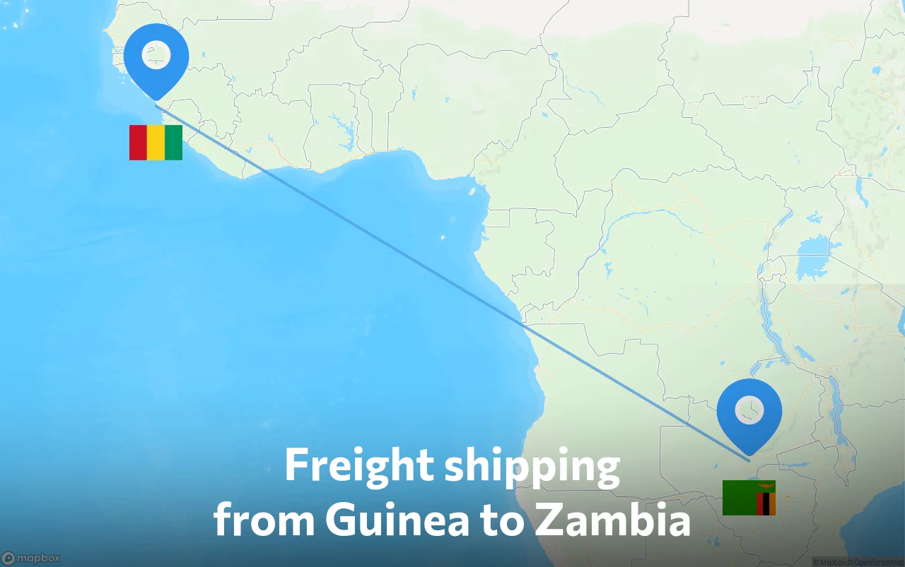 Shipping route from Guinea to Zambia