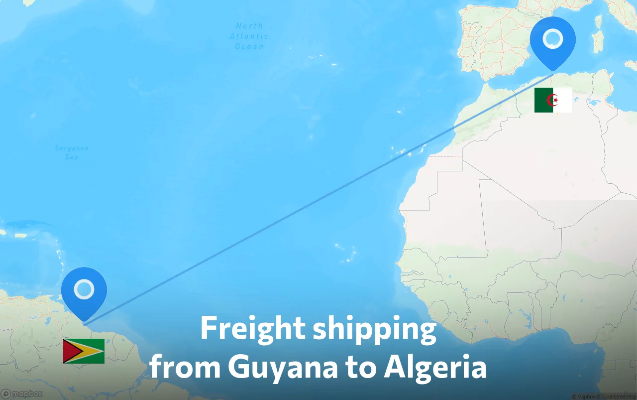 Shipping route from Guyana to Algeria