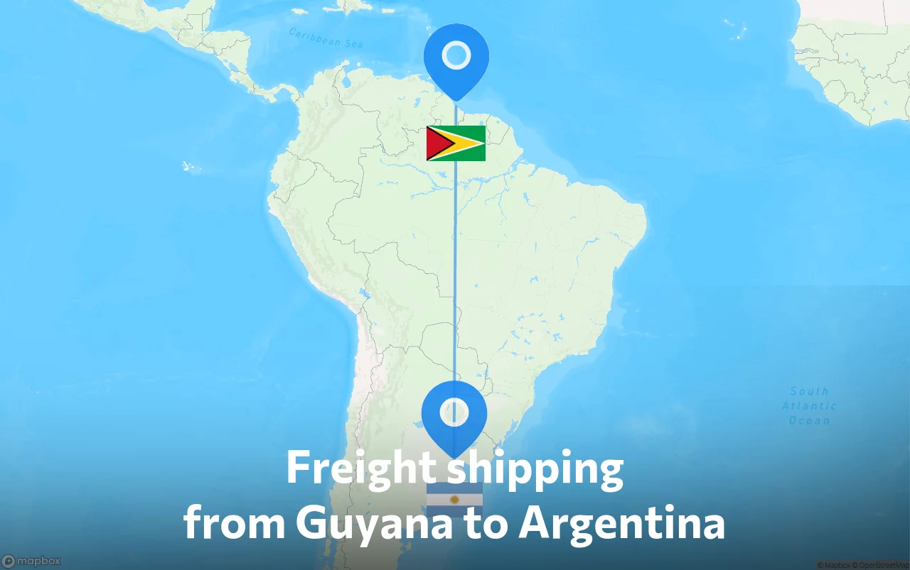Shipping route from Guyana to Argentina