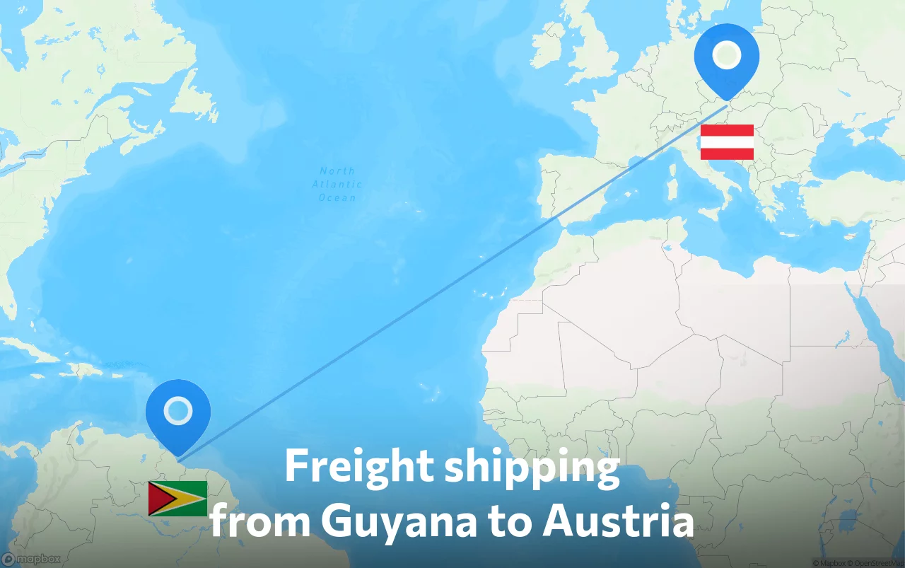 Shipping route from Guyana to Austria
