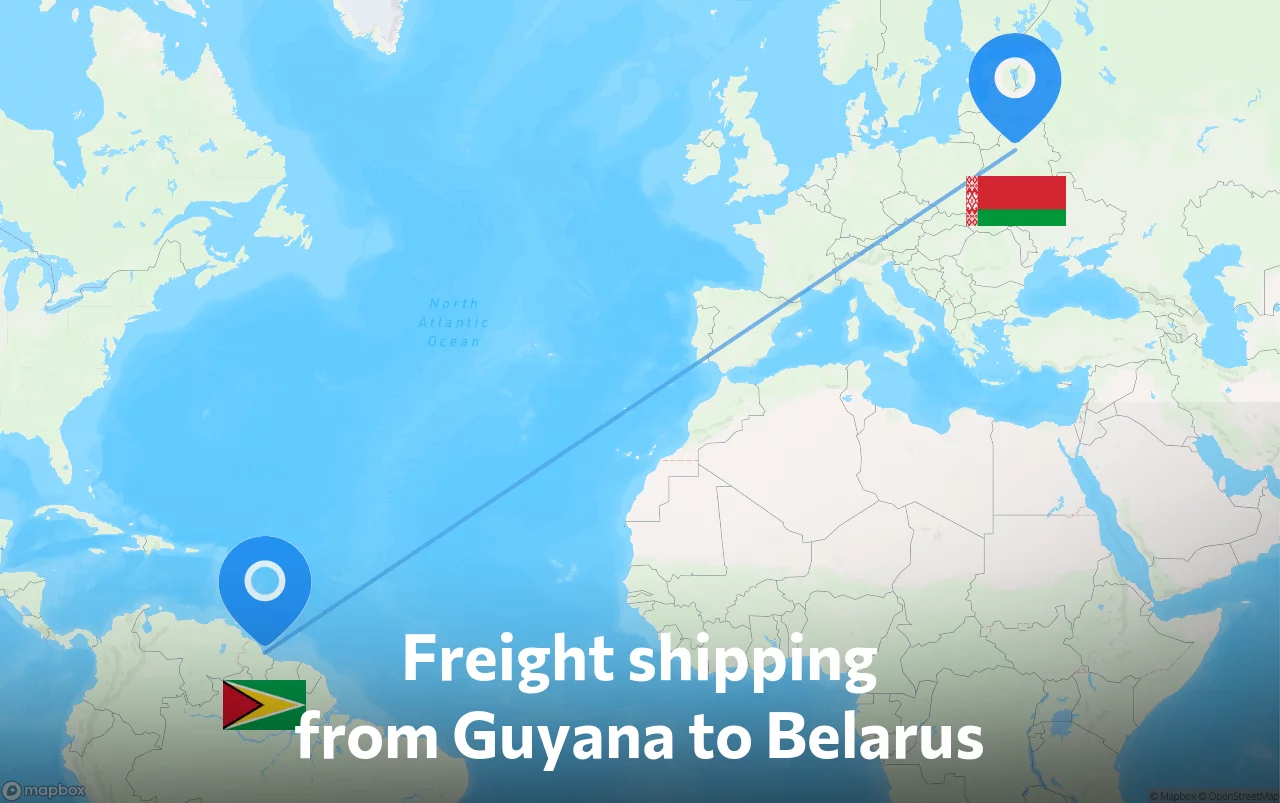 Shipping route from Guyana to Belarus
