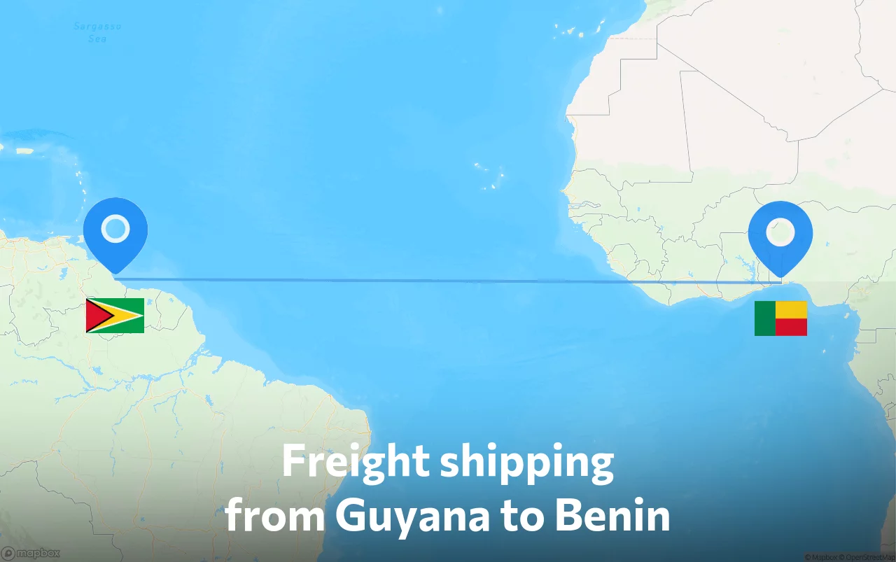 Shipping route from Guyana to Benin