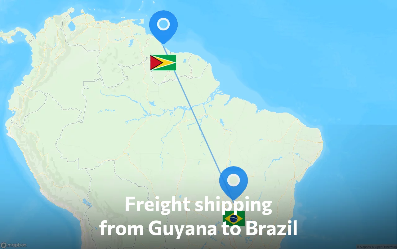 Shipping route from Guyana to Brazil