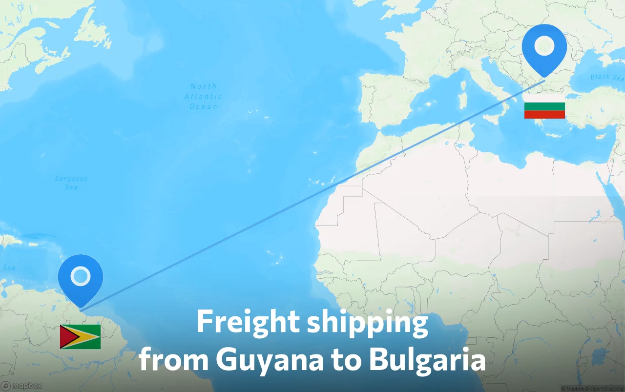 Shipping route from Guyana to Bulgaria