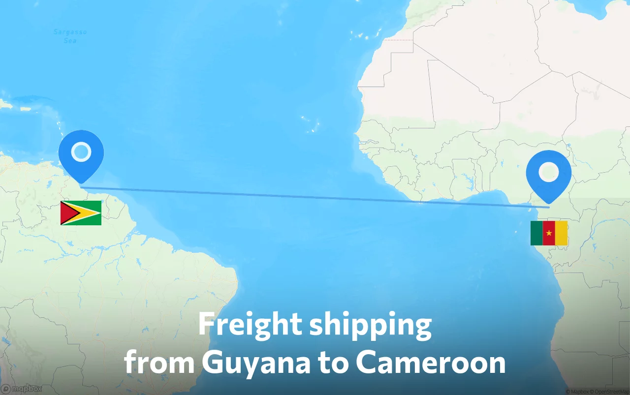 Shipping route from Guyana to Cameroon