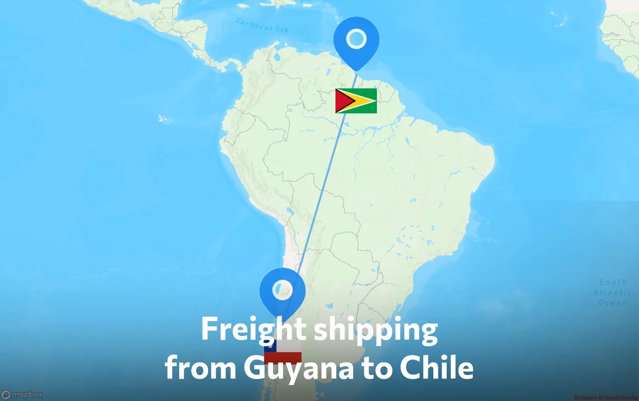 Shipping route from Guyana to Chile