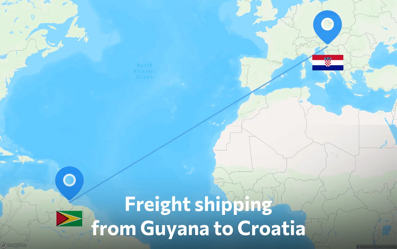 Shipping route from Guyana to Croatia