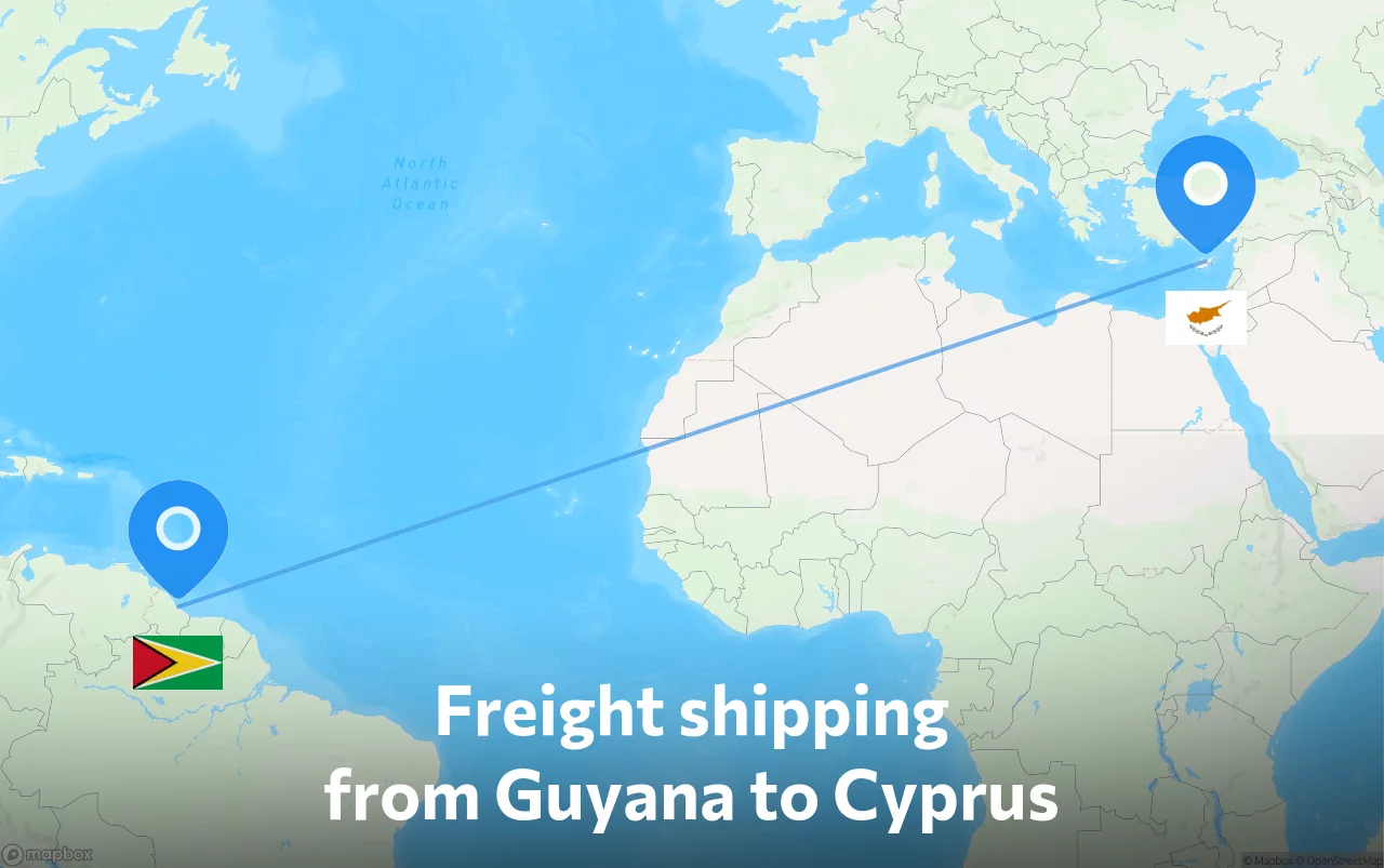 Shipping route from Guyana to Cyprus