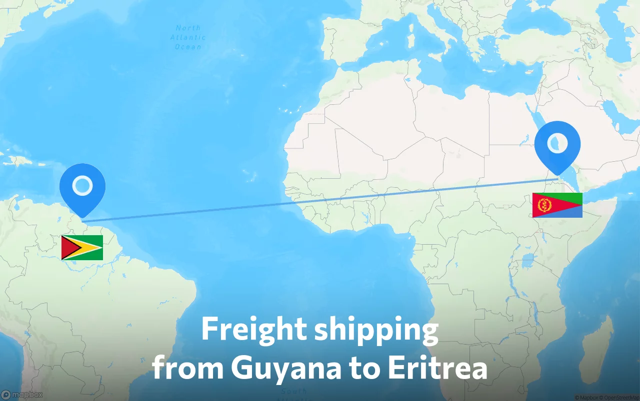 Shipping route from Guyana to Eritrea