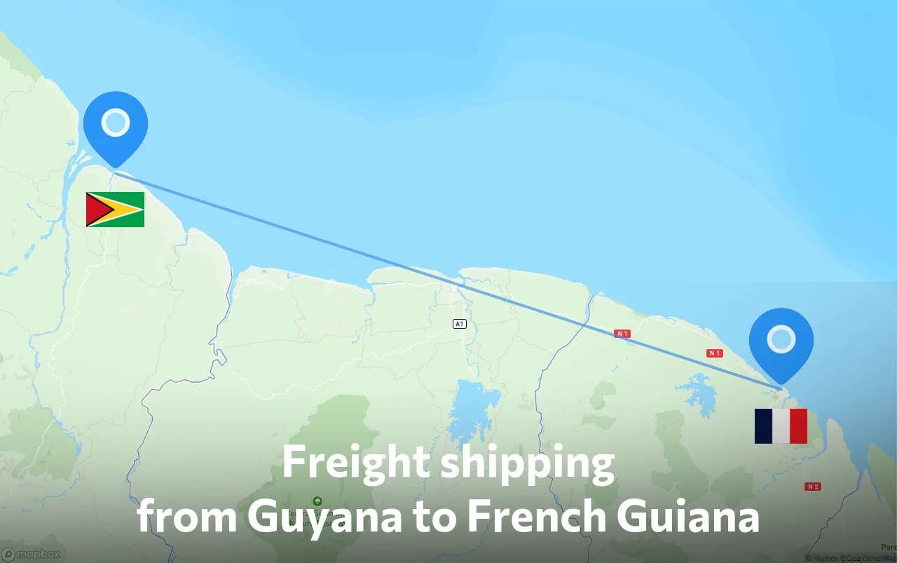 Shipping route from Guyana to French Guiana