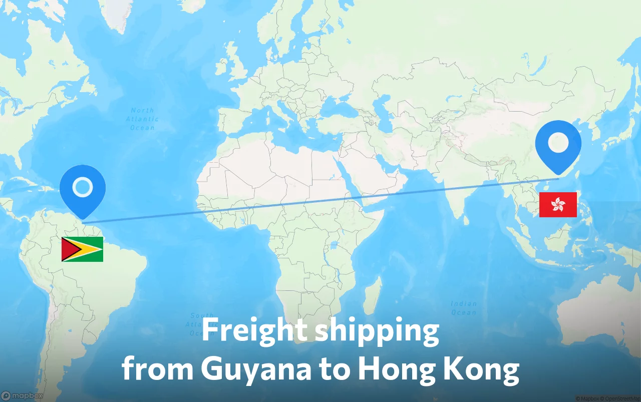 Shipping route from Guyana to Hong Kong