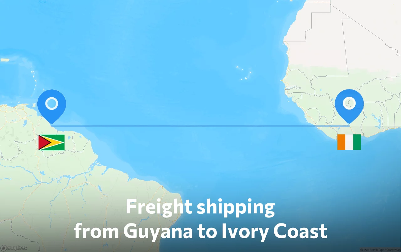 Shipping route from Guyana to Ivory Coast