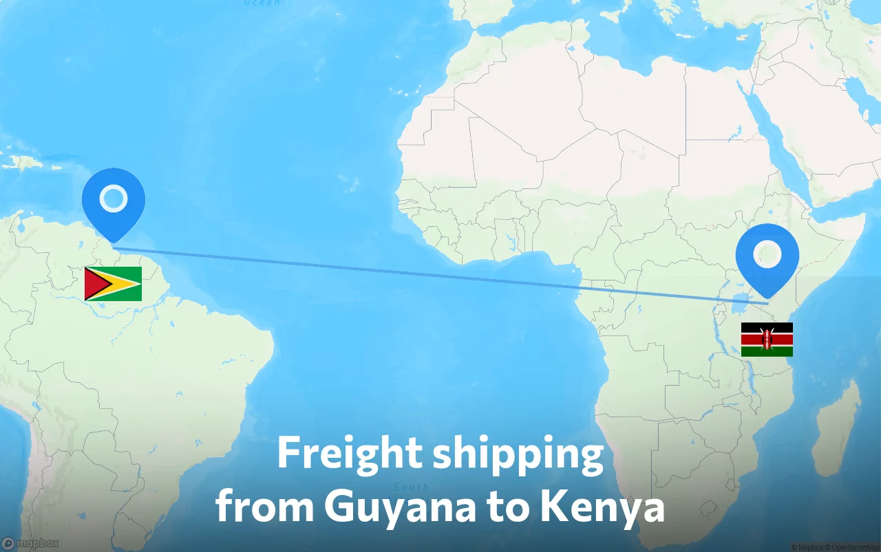 Shipping route from Guyana to Kenya