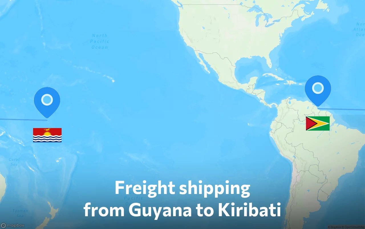 Shipping route from Guyana to Kiribati