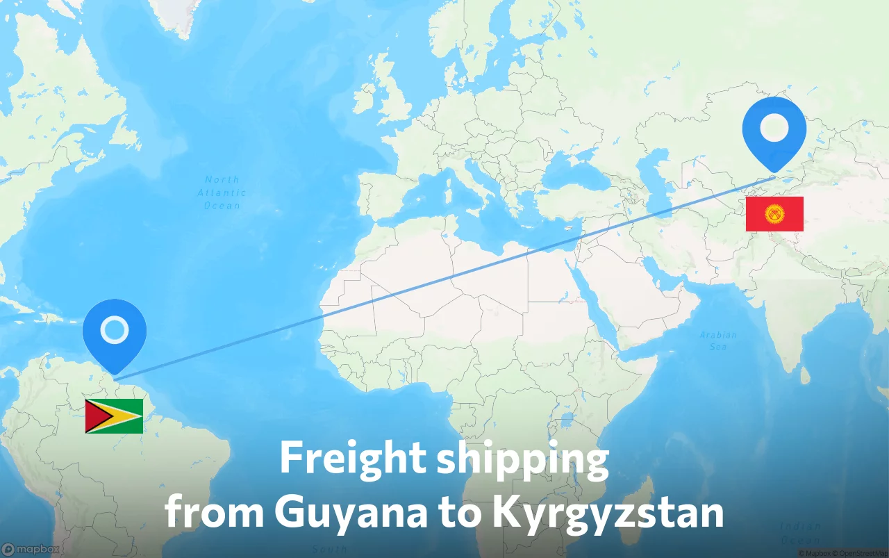 Shipping route from Guyana to Kyrgyzstan