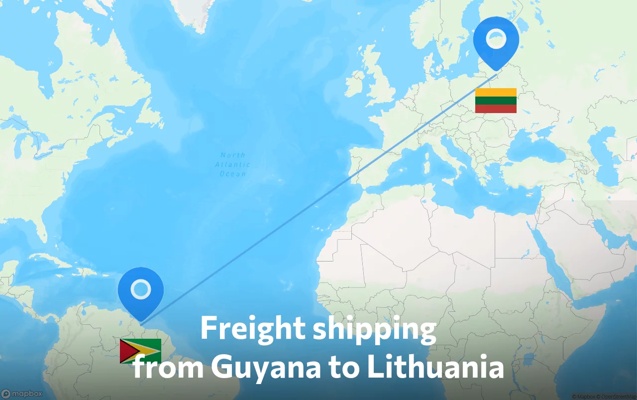 Shipping route from Guyana to Lithuania