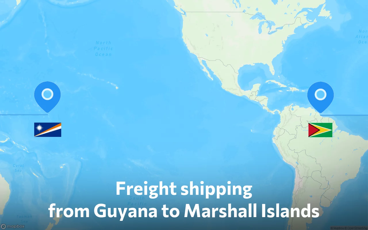 Shipping route from Guyana to Marshall Islands