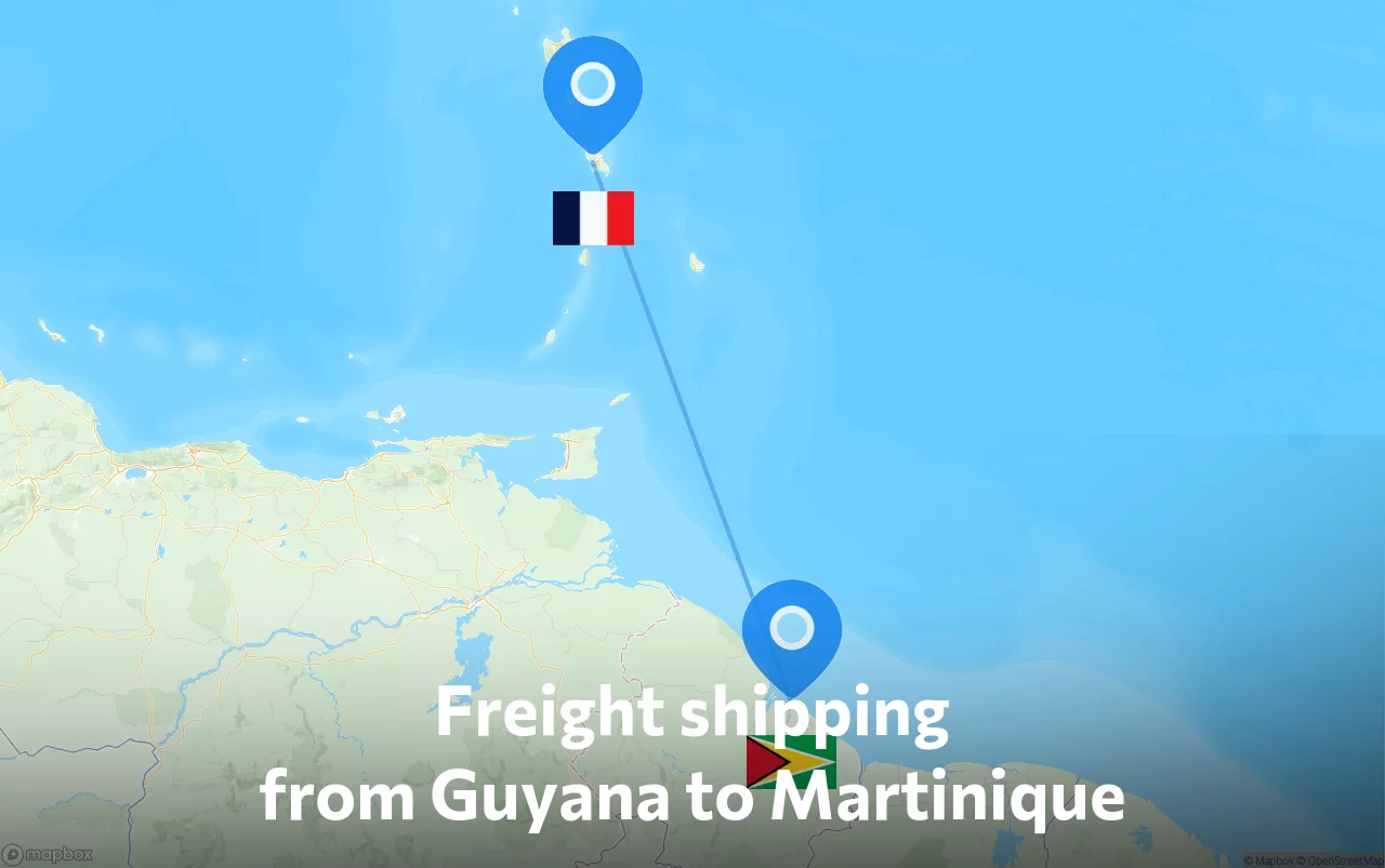 Shipping route from Guyana to Martinique