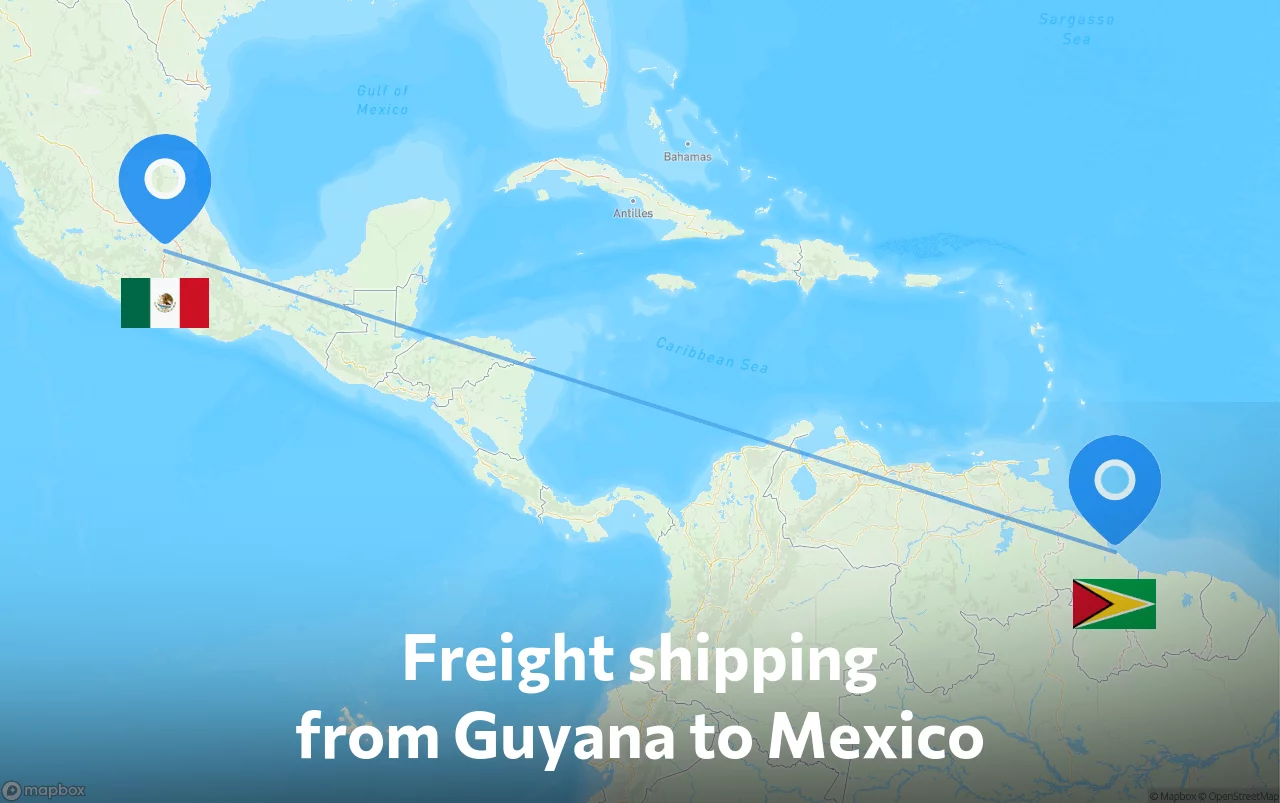 Shipping route from Guyana to Mexico