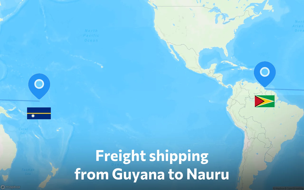 Shipping route from Guyana to Nauru