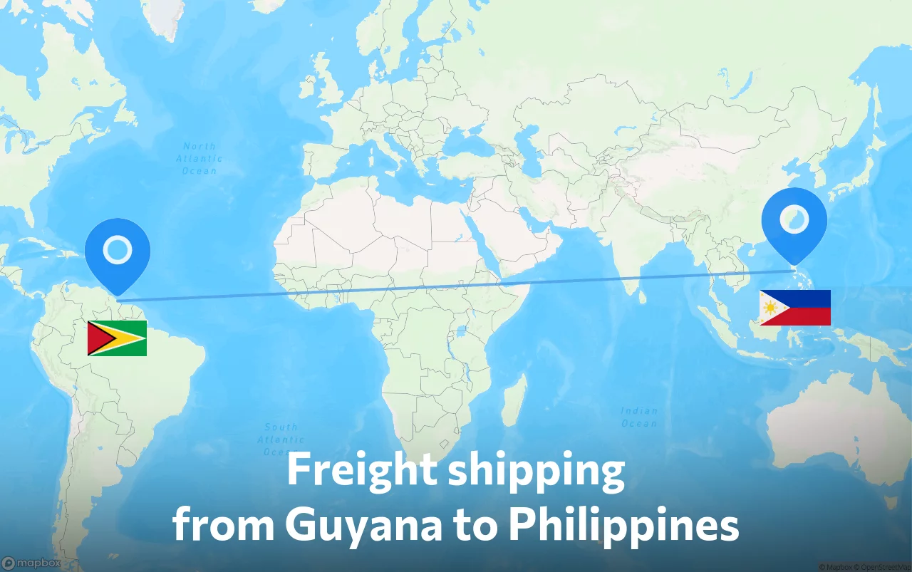 Shipping route from Guyana to Philippines