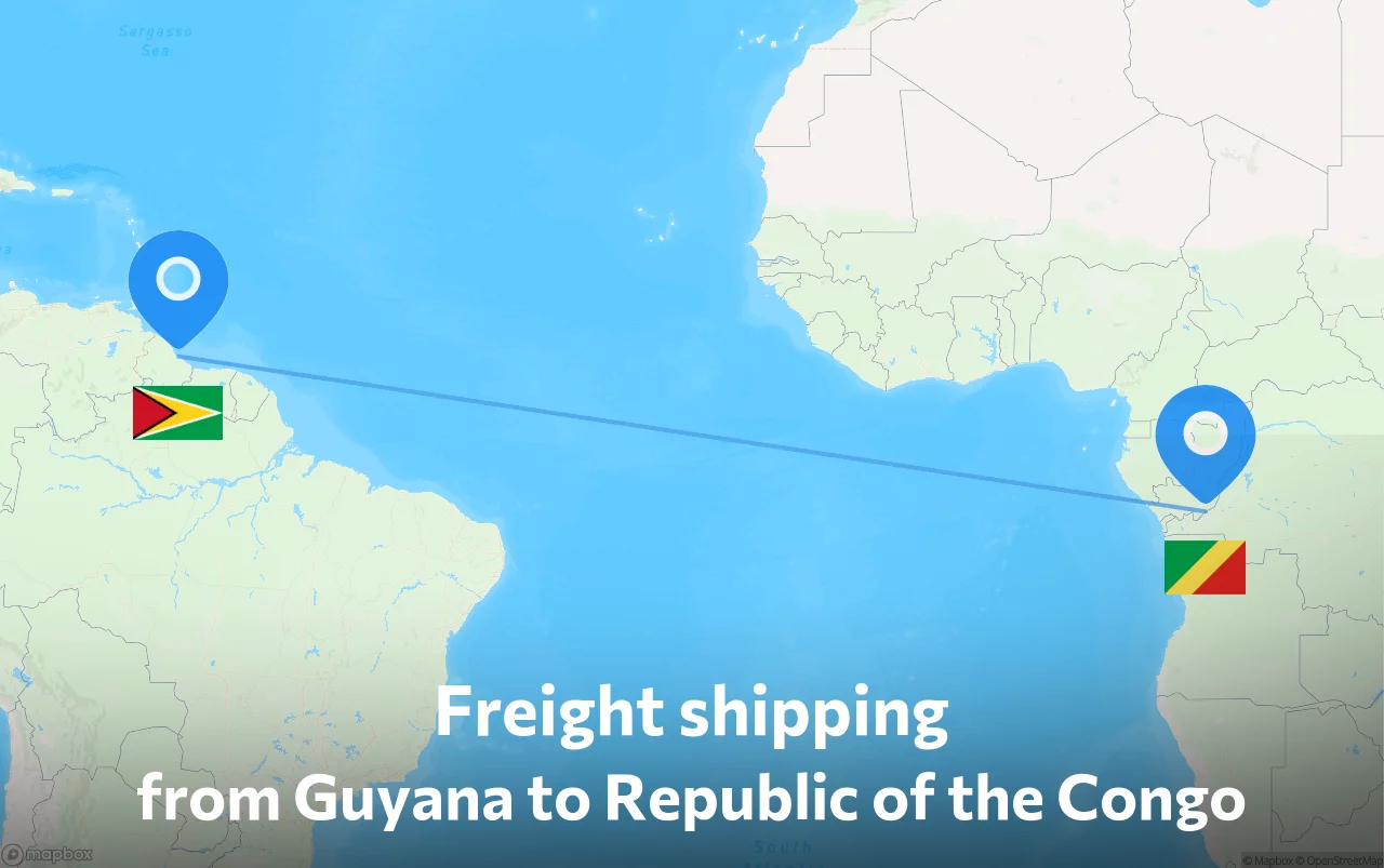 Shipping route from Guyana to Republic of the Congo